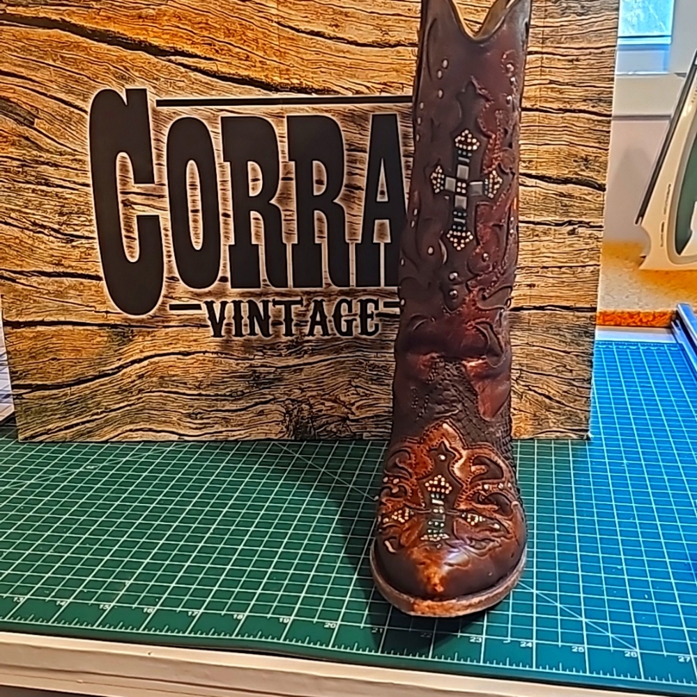 Corral Brown Python crystal cross boots